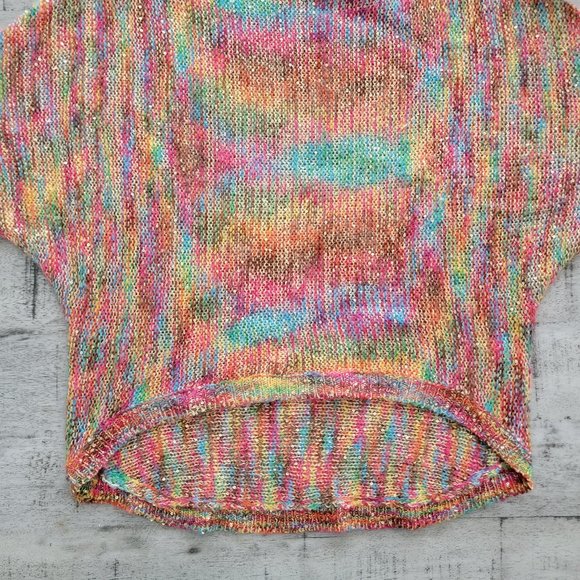 Miss Sasa Rainbow Sequin and Yarn Sweater with Cinched Sleeves - Picture 5 of 16